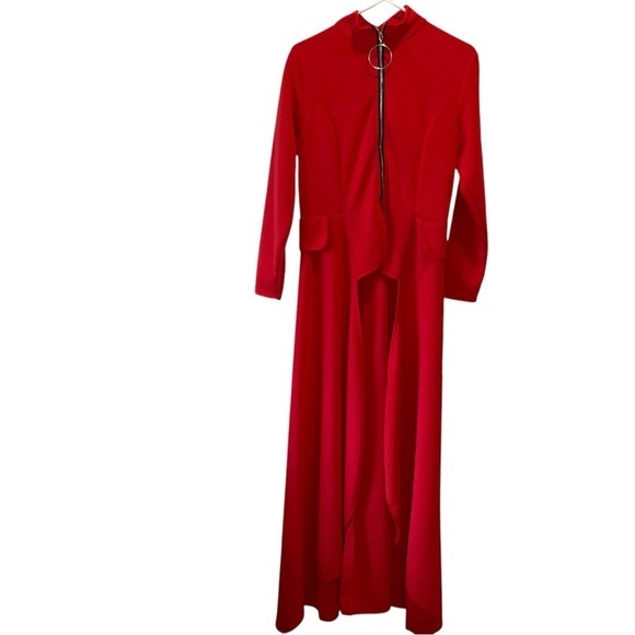Haoohu Tops - Red Long Sleeve Mock Neck Tunic